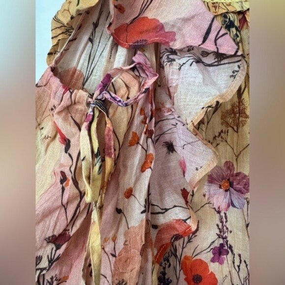 NWT Size S - Anthropologie 100% Cotton Floral Mini Dress (Adjustable armpit tie) - Picture 14 of 14